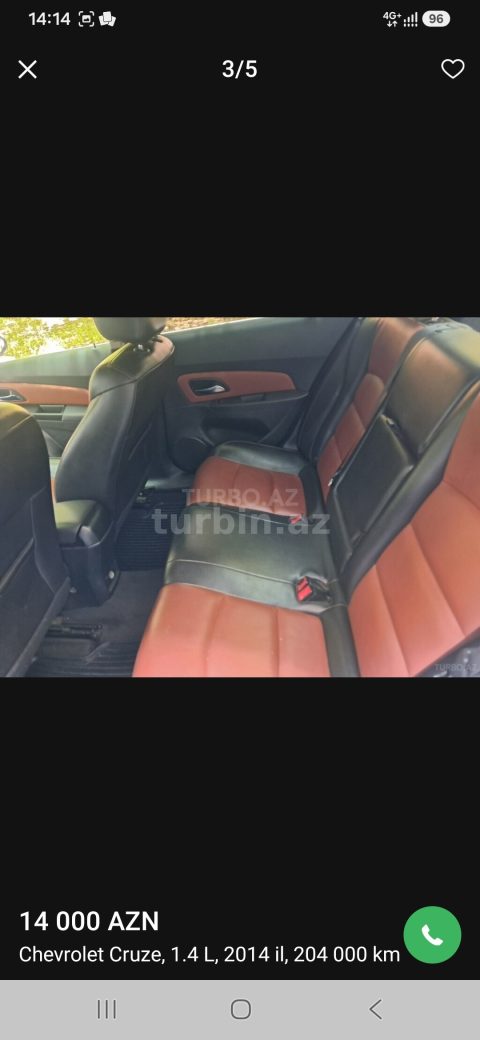 2014 Chevrolet Cruze 1.4 Benzin Bakı — şəkil 6